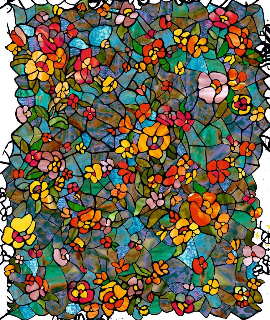 картинка 0431-346 D-C-fix 2х0.45м Пленка самоклеющаяся Витраж цветочный сад от магазина