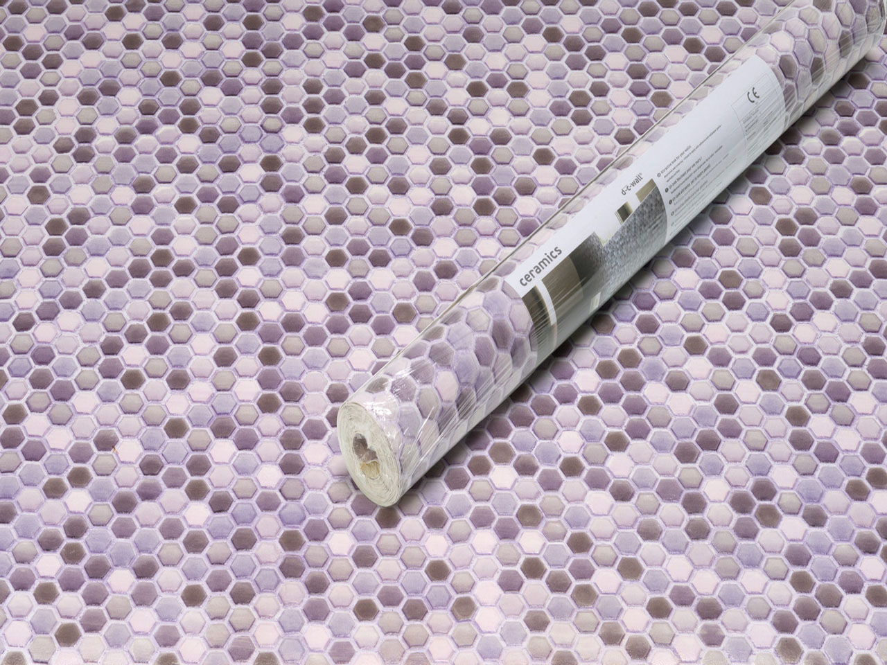 картинка 270-1012 CERAMICS - Стеновое покрытие рулонное (67.5см х 4м) Гексагон серый от магазина