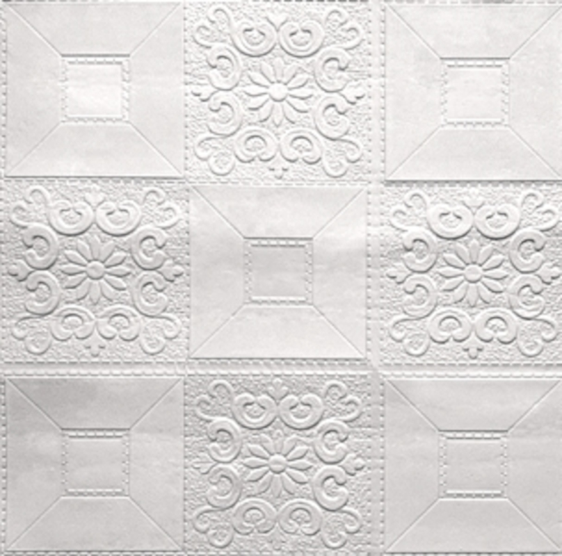картинка Панель самокл 3D вспененный ПЭТ "Белая плитка с узорами" 70х70см (5шт в упак./2,45 кв.м.) от магазина