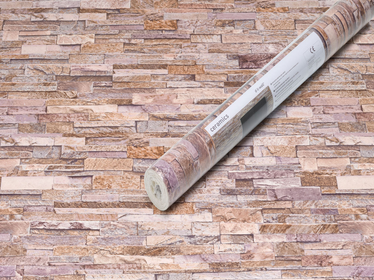 картинка 270-1008 CERAMICS - Стеновое покрытие рулонное (67.5см х 4м) Каменная стена беж-песочная от магазина