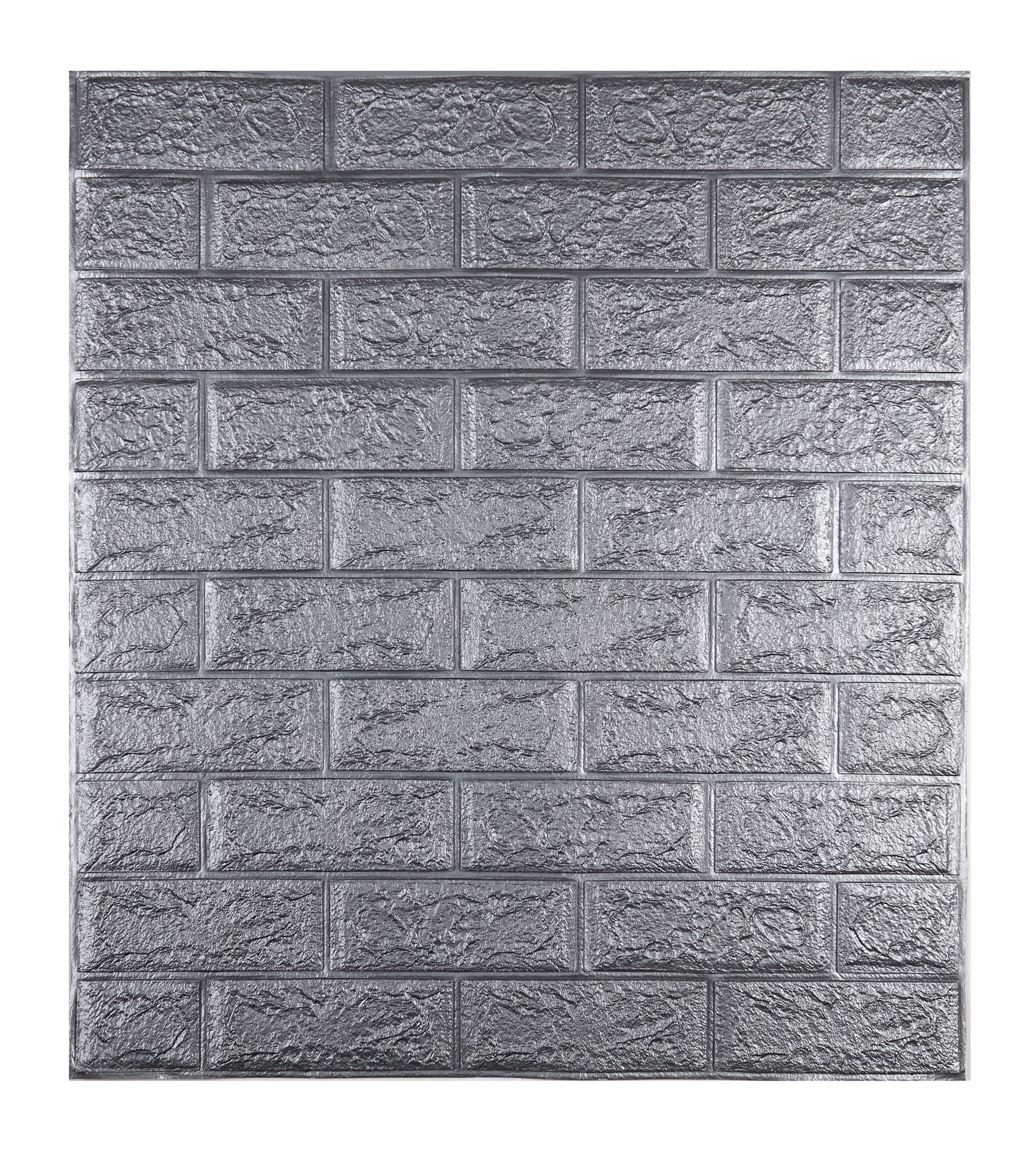 картинка CL-G Панель самокл DecoSelf 3D Кирпич серебро 70*77*0,4см (уп=10 шт, кор=18 уп) от магазина