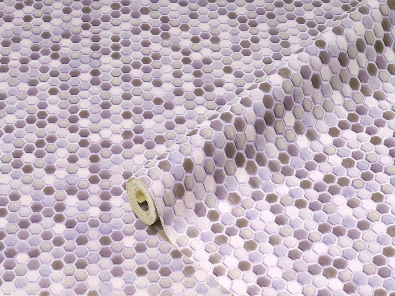 картинка 270-1012 CERAMICS - Стеновое покрытие рулонное (67.5см х 4м) Гексагон серый от магазина